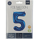 Folie Ballon Cijfer 5 Blauw Metallic XL 86cm leeg Folie Ballon Cijfer 5 Blauw Metallic XL 86cm leeg