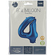 Folie Ballon Cijfer 4 Blauw Metallic XL 86cm leeg Folie Ballon Cijfer 4 Blauw Metallic XL 86cm leeg