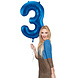 Folie Ballon Cijfer 3 Blauw Metallic XL 86cm leeg Folie Ballon Cijfer 3 Blauw Metallic XL 86cm leeg