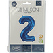 Folie Ballon Cijfer 2 Blauw Metallic XL 86cm leeg Folie Ballon Cijfer 2 Blauw Metallic XL 86cm leeg