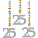 Hangdecoratie 25 Zilver 25cm 3st Hangdecoratie 25 Zilver 25cm 3st