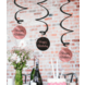 Hangdecoratie 18 Jaar Happy Birthday Zwart Roze 17cm 3st Hangdecoratie 18 Jaar Happy Birthday Zwart Roze 17cm 3st