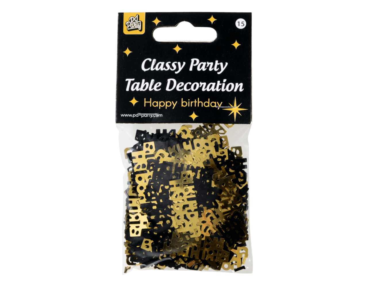 Confetti de table Happy Birthday Or/Noir 20gr - Partywinkel