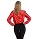 Disco Blouse Ruches Rood Dames Disco Blouse Ruches Rood Dames