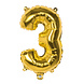 Gouden Cijfer Ballon 3 Jaar 36cm Gouden Cijfer Ballon 3 Jaar 36cm