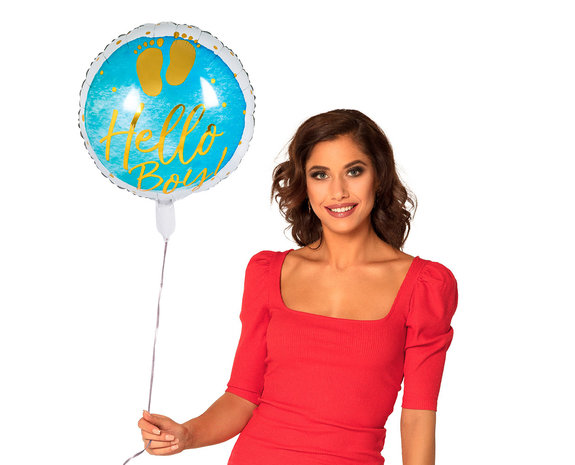 dorp Duplicaat Krachtig Geboorte Helium Ballon Hello Boy! Leeg 45cm - Partywinkel