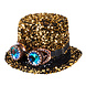 Gouden Hoed Glitters Met Bril Gouden Hoed Glitters Met Bril