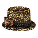 Gouden Hoed Glitters Met Bril Gouden Hoed Glitters Met Bril