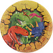 Gekleurde Dino Borden 23cm 8st Gekleurde Dino Borden 23cm 8st