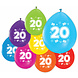 Gekleurde Ballonnen 20 Jaar 30cm 8st Gekleurde Ballonnen 20 Jaar 30cm 8st
