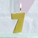 Gouden Kaars 7 Jaar Glitters 6cm Gouden Kaars 7 Jaar Glitters 6cm