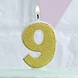 Gouden Kaars 9 Jaar Glitters 6cm Gouden Kaars 9 Jaar Glitters 6cm
