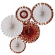 Rose Gouden Papieren Waaiers 38cm 5st Rose Gouden Papieren Waaiers 38cm 5st