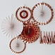 Rose Gouden Papieren Waaiers 38cm 5st Rose Gouden Papieren Waaiers 38cm 5st