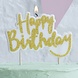 Gouden Happy Birthday Kaars Glitters 10cm Gouden Happy Birthday Kaars Glitters 10cm