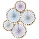 Papieren Waaiers Pastel/Goud 38cm 5st Papieren Waaiers Pastel/Goud 38cm 5st
