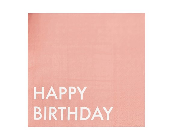Roze Happy Birthday Servetten 16cm 16st Roze Happy Birthday Servetten 16cm 16st