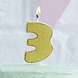 Gouden Kaars 3 Jaar Glitters 6cm Gouden Kaars 3 Jaar Glitters 6cm