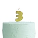 Gouden Kaars 3 Jaar Glitters 6cm Gouden Kaars 3 Jaar Glitters 6cm