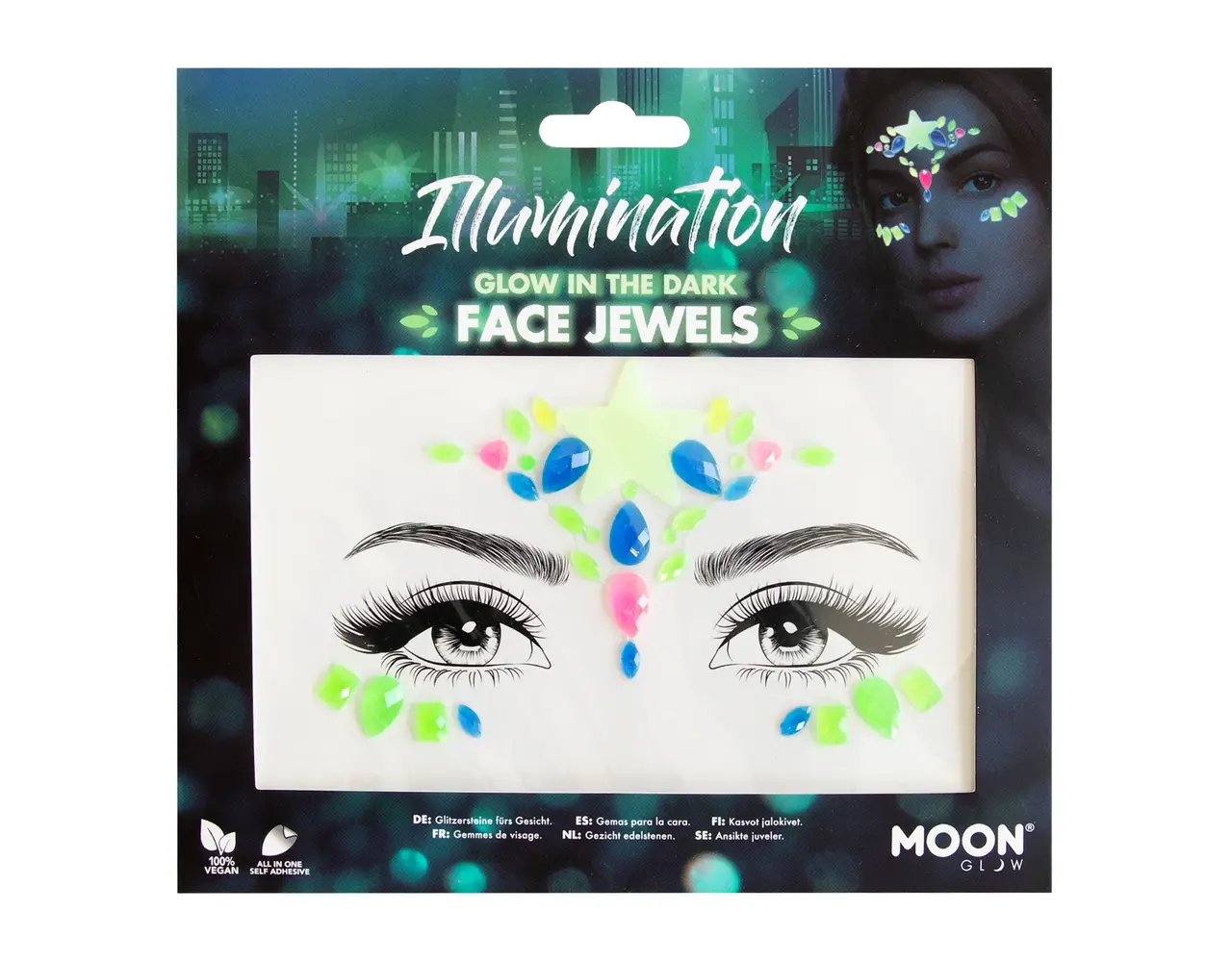 Moon Glow Glow in the Dark Face Jewels Illumination Partywinkel