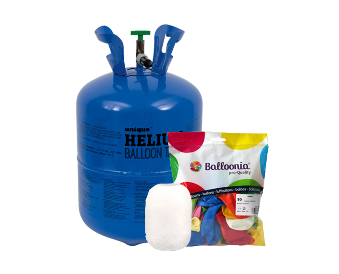 Helium Tank met 50 Ballonnen en Lint Partywinkel