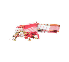 Beauty & Care Pestemal rood geblokt 170 x 80 cm Beauty & Care Pestemal rood geblokt 170 x 80 cm