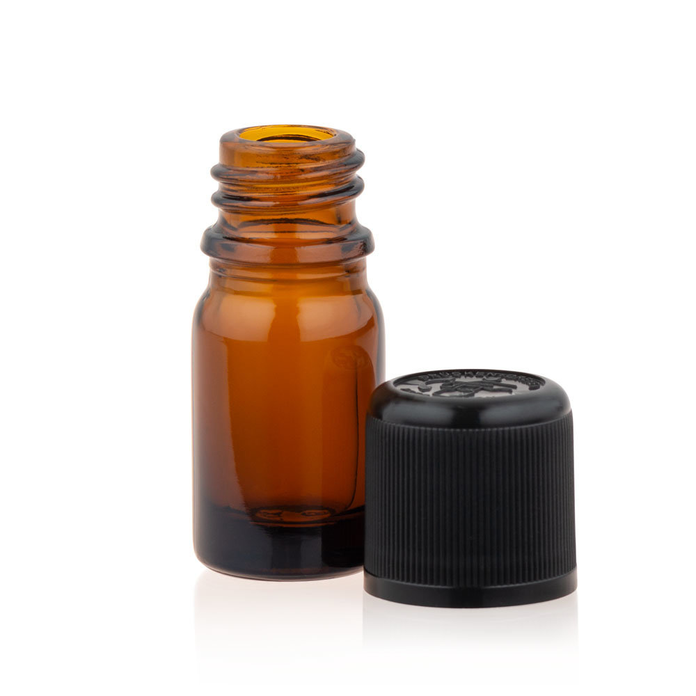 Beauty & Care Flasche 5 ml. braunes Glas mit Tropfer und kindersicherem Verschluss Beauty & Care Flasche 5 ml. braunes Glas mit Tropfer und kindersicherem Verschluss