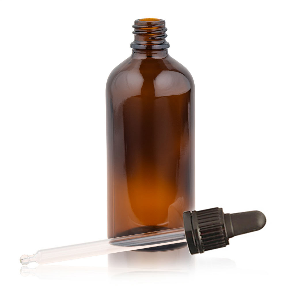 Flacon 100 ml verre marron avec pipette - Beauty & Care BV