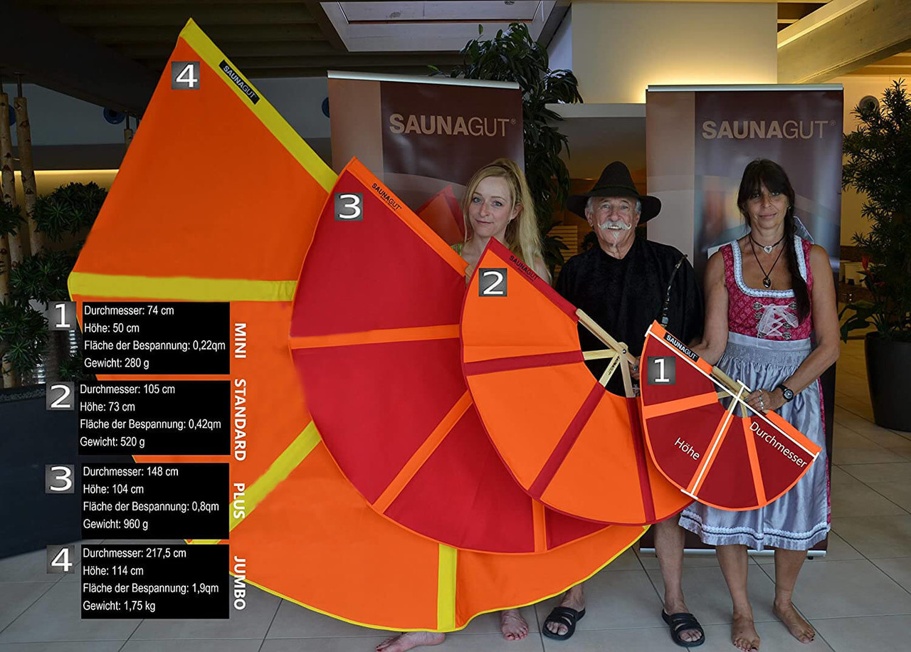 Saunagut Fächer schwarz 150 cm