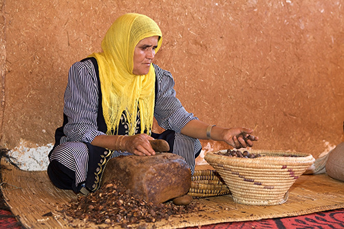 Time-consuming process for cosmetic argan oil from Morocco