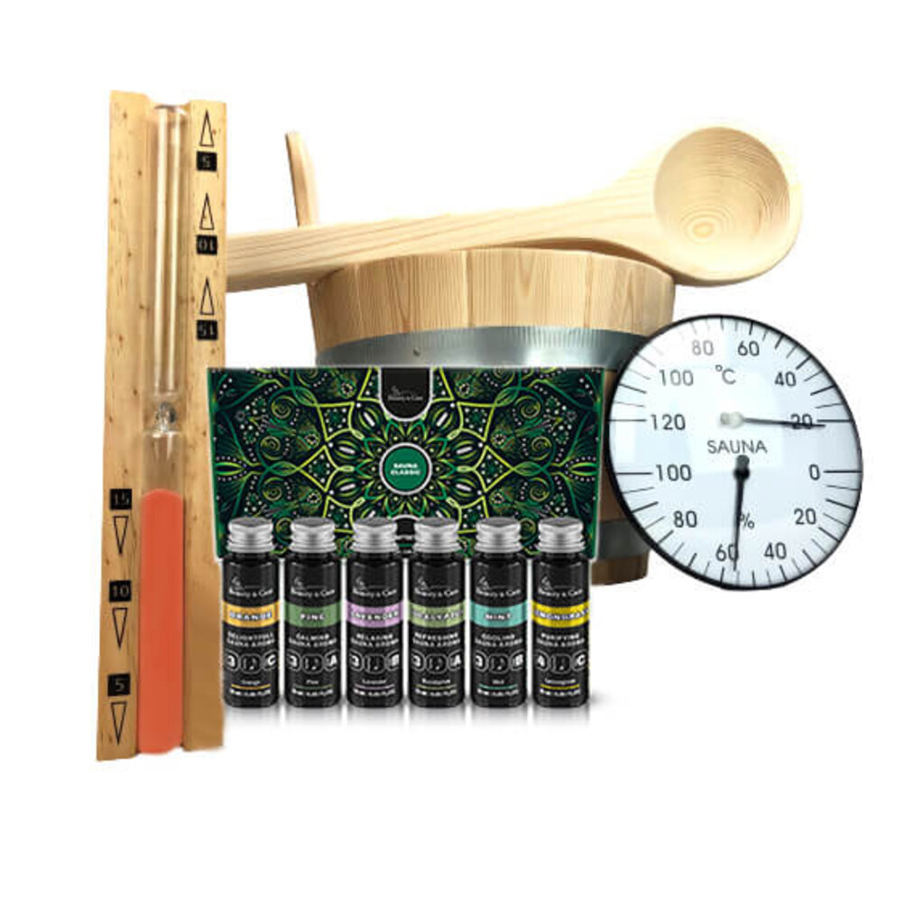 Beauty & Care Sablier de sauna, seau. hygromètre et odeurs Beauty & Care Sablier de sauna, seau. hygromètre et odeurs