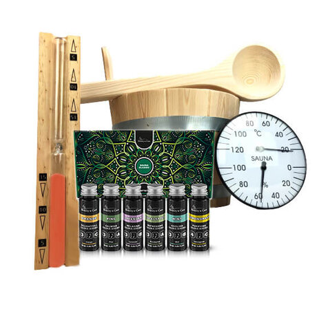 Beauty & Care Sablier de sauna, seau. hygromètre et odeurs Beauty & Care Sablier de sauna, seau. hygromètre et odeurs