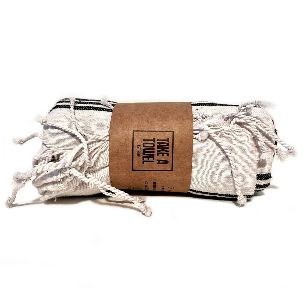 Beauty & Care Serviette de hammam rayée noire 165 x 80 cm Beauty & Care Serviette de hammam rayée noire 165 x 80 cm