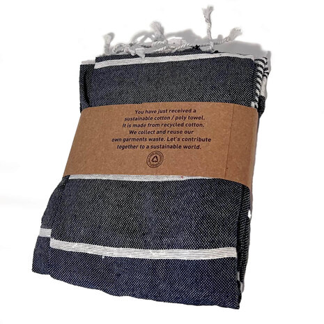 Beauty & Care Hamamtuch dunkelblau gestreift 165 x 80 cm Beauty & Care Hamamtuch dunkelblau gestreift 165 x 80 cm