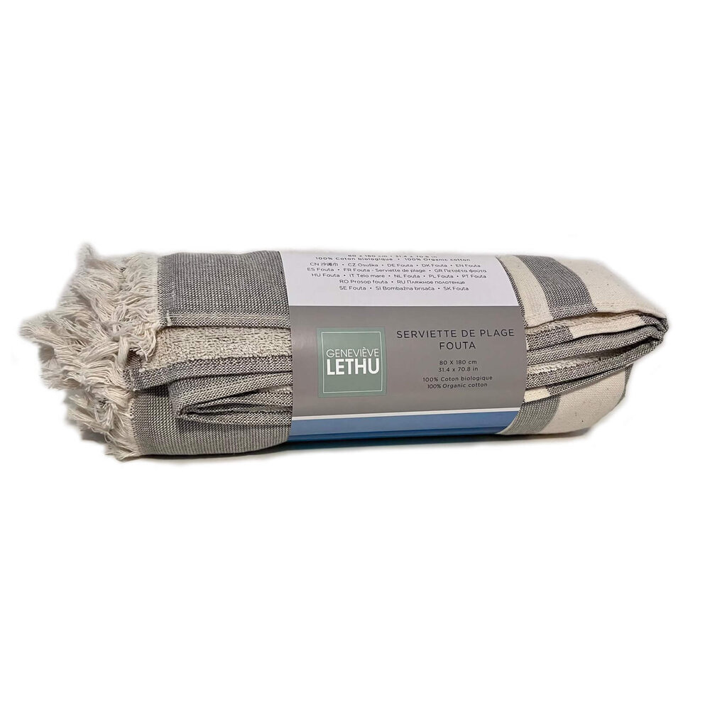 Serviette hammam gris clair rayé 180 x 80 cm Serviette hammam gris clair rayé 180 x 80 cm