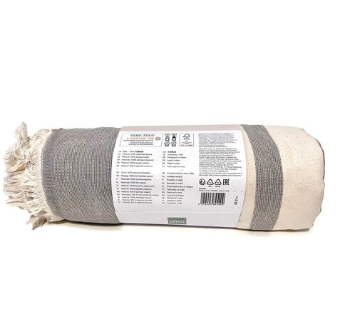 Serviette hammam gris clair rayé 180 x 80 cm Serviette hammam gris clair rayé 180 x 80 cm