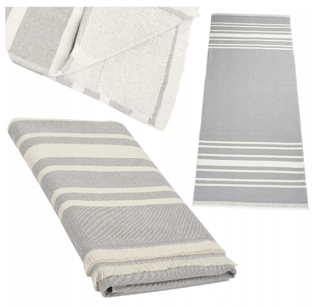 Serviette hammam gris clair rayé 180 x 80 cm Serviette hammam gris clair rayé 180 x 80 cm