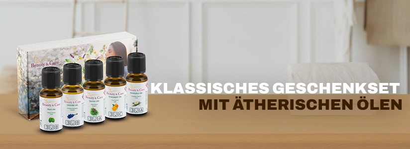 Klassisches Geschenkpaket mit ätherischen Ölen