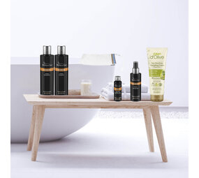 Beauty & Care Spa@Home Hamam-Geschenkset (3 x 250 ml, 1 x 100 ml, 1 x 25 ml) + Kese-Peeling