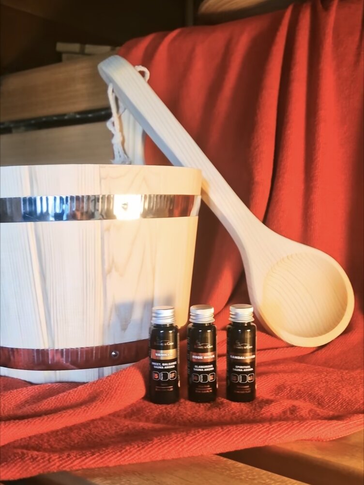 Beauty & Care Sauna-Sanduhr, Eimer. Hygrometer und Gerüche Beauty & Care Sauna-Sanduhr, Eimer. Hygrometer und Gerüche