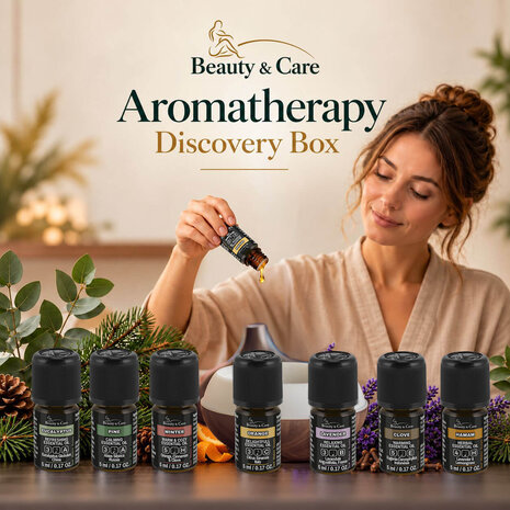 Beauty & Care Aromatherapie box 30 x 5 ml pure geuren en 10 gram menthol kristallen in opbergtasje Beauty & Care Aromatherapie box 30 x 5 ml pure geuren en 10 gram menthol kristallen in opbergtasje