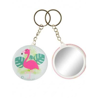 Sleutelhanger flamingo + spiegeltje