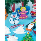 Kerstfiguren hangers keramiek 6 stuks (Voorraad 10 sets OP=OP)