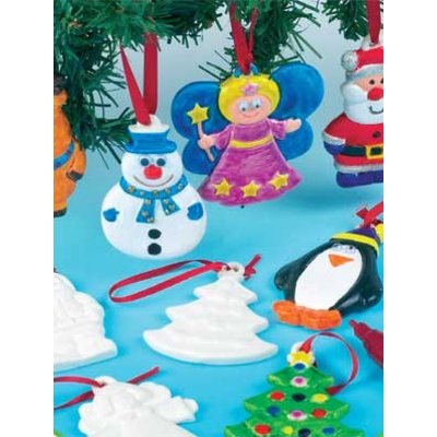 Kerstfiguren hangers keramiek 6 stuks (Voorraad 12 sets OP=OP)