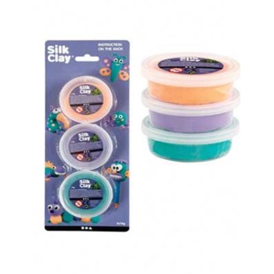 Silk clay set á 3 stuks groen, paars en oranje ( voorraad: 4 sets, OP = OP)