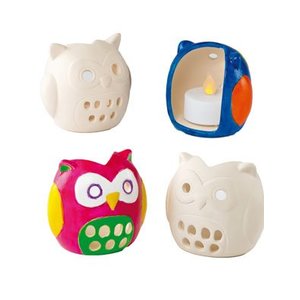Waxinelichthouder uiltje 4 stuks (Voorraad 21 sets OP=OP)