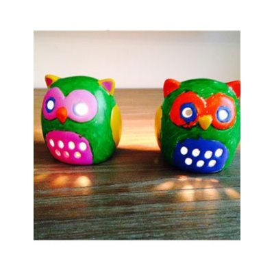 Waxinelichthouder uiltje 4 stuks (Voorraad 21 sets OP=OP)