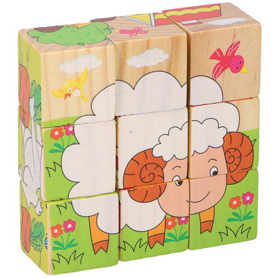 Houten blokkenpuzzel dier (voorraad 13 stuks OP = OP)