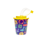 Drinkbeker 3D Games met rietje (  Voorraad 6 stuks )