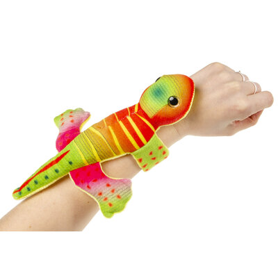 Klaparmband pluche hagedis ( voorraad 25 stuks OP = OP)